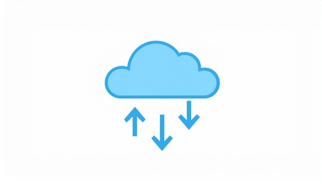 Blue cloud with upward and downward arrows concept for growth and decline in business and finance