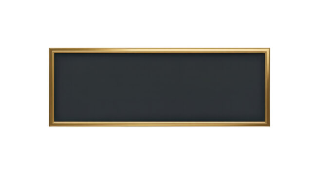 Empty blackboard with gold frame chalkboard blank isolated on a transparent background