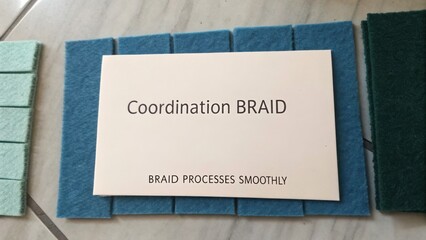 Obraz premium Braid Coordination Display with Colorful Felt Samples for Educational and Crafting Purposes with Smooth Process Emphasis