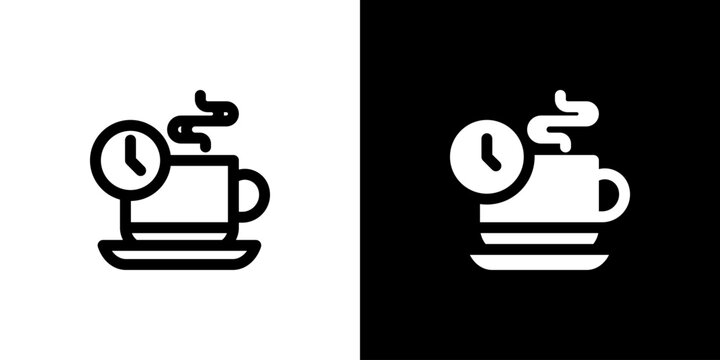 Coffee Break icon concept with flat Black White Background. Vector illustration.