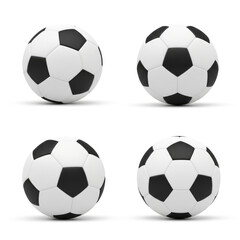 Group of Soccer Balls on White Background 1.