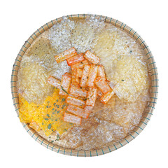 Rice paper mixed with shrimp salt. Vietnamese street food . Rice paper salad (B&aacute;nh tr&aacute;ng trộn) Vietnam Street Food