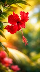 Red Hibiscus Flower Close Up
