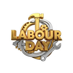 Labour day emblem with tools and gears isolated on transparent background