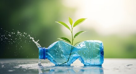 Green Plant Growing With Water Sustainability Concept
