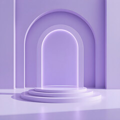 Minimalist Purple Archway with Neon Light in Modern Studio Setting