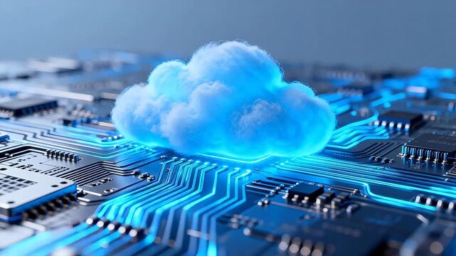 Cloud computing concept on circuit board