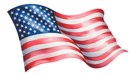 Flowing patriotic US flag ribbon isolated on white