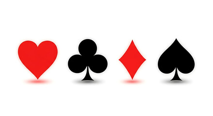 Four playing card suits symbols on white background