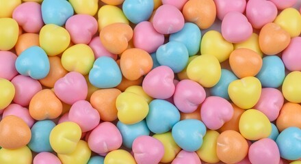 Colorful assortment of candy eggs in pastel shades