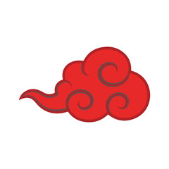 Red Asian Cloud Vector Traditional Japanese Design © Samsul