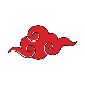 Red Japanese Cloud Vector Illustration Symbol