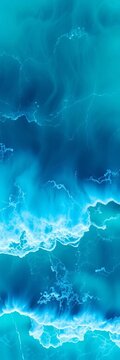 Abstract geometric patterns of ocean swells from above, highlighting turquoise and deep blue hues,  long left,  peru