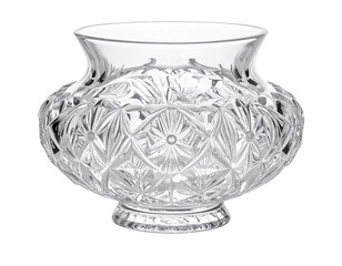 Elegant clear glass vase with intricate faceted diamond-shaped patterns