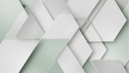 Abstract geometric pattern of white and light mint green shapes