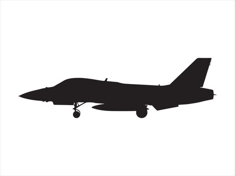 F35 Fighter Jet Silhouette, Flat design fighter jet silhouette, Modern military and air force fighter jet aircraft silhouette