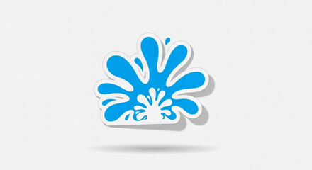 Obraz premium Blue splatter icon with white outline and shadow on light background modern graphic design element