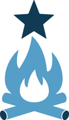 Obraz premium A blue campfire with a star on top
