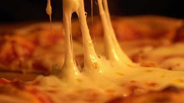 Watch Gooey Melted Cheese Stretch as It's Pulled from a Hot, Delicious Pizza: Mouthwatering Close-Up, Perfectly Baked Crust, and Irresistible Culinary Visuals That Tempt Every Food Lover