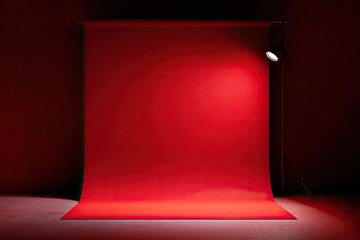 Obraz premium A red backdrop illuminated by a spotlight in a studio setting