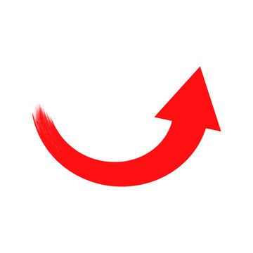 Royalty free Curve Arrow Pointing Upwards PNG Transparent vector Image. Hand drawn Brush stroke arrow png picture download. Red arrow pointing up
