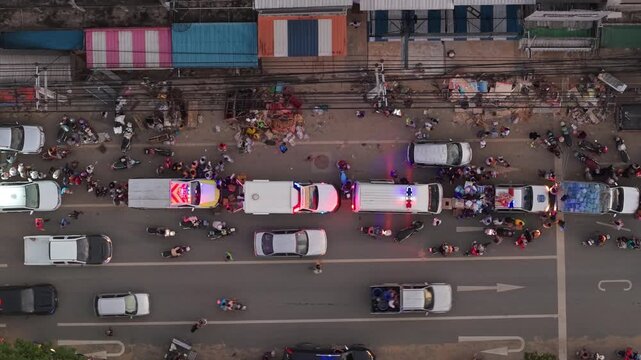 Aerial 4K: Hat Yai Flood in 29 November 2025, Relief Distribution and Debris on Streets, Thailand Emergency Response.