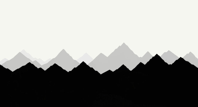 Abstract mountain range silhouette with layered peaks and sky.