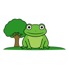 Obraz premium green frog on a white background