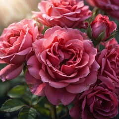 Close Up Romantic Rose Bouquet with Dewy Petals Elegant Floral Arrangement for Wedding and Valentine Gift