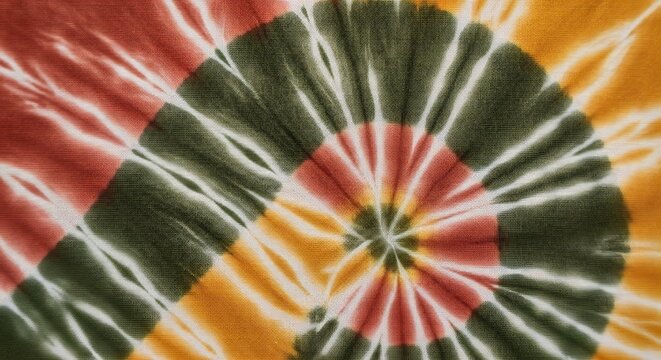 Swirling Tie Dye Fabric Pattern in Red Green and Yellow