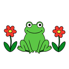 Naklejka premium frog and flower