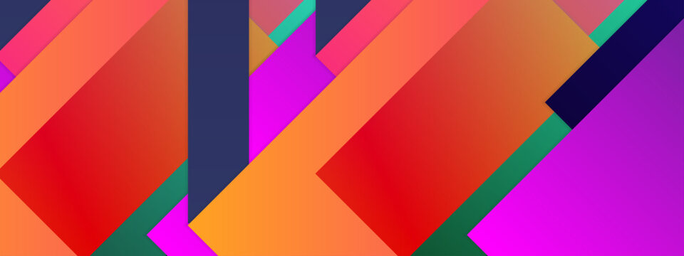 Vibrant composition of overlapping colorful geometric rectangles and stripes in a modern style