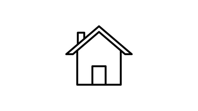 Liner House Icon Animation in 4K &ndash; Minimal Line Art Motion Graphic for UI, Apps, Stock Video