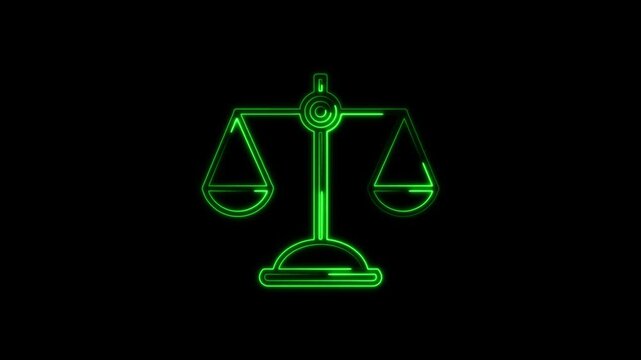 4k animated scales of justice isolated. Stock video.