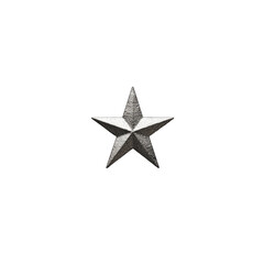 Obraz premium Metallic, five-pointed star icon, rendered in realistic style, set against a plain black background