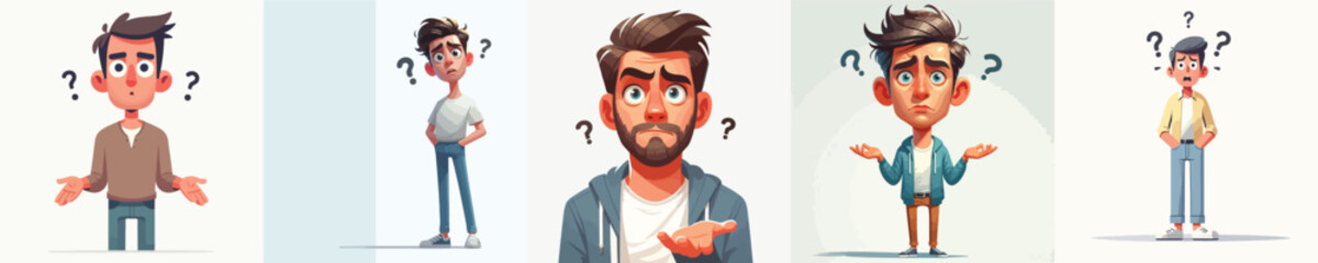 VECTOR OF A CONFUSED MAN ON A WHITE BACKGROUND