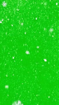 Green Screen isolated falling snow on chromakey scene 2 with distortion, overlay, glitch, static noise, scan lines black background, 4k animated video loop