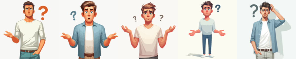 VECTOR OF A CONFUSED MAN ON A WHITE BACKGROUND