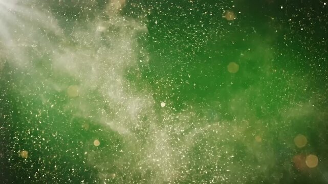 Green Screen background dust particles scene 2 with distortion, overlay, glitch, static noise, scan lines on black background, 4k animated video loop