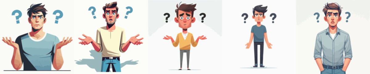VECTOR OF A CONFUSED MAN ON A WHITE BACKGROUND