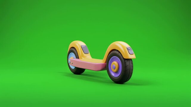 Colorful cartoon-style hoverboard or self-balancing scooter with glossy surfaces and rounded