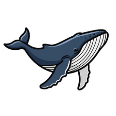 Obraz premium A cartoon whale with a navy blue back and white underbelly