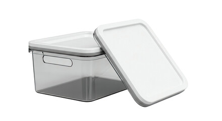 Clear plastic storage container with white lid