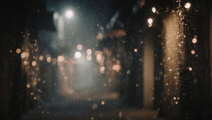 Blurred night scene, bokeh effect, glittering lights, out-of-focus alley