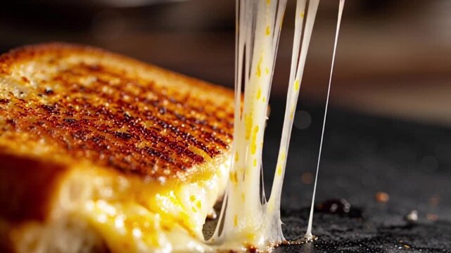 Melted Cheese Grilled Cheese Sandwich Closeup.