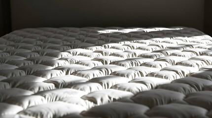 Fototapeta premium Close-up of a quilted mattress with soft lighting.