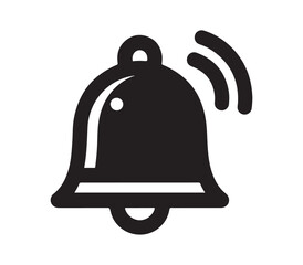 Obraz premium A black bell icon with a notification sound on a white background