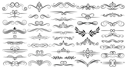 Collection of ornate vintage style floral and geometric dividers and flourishes