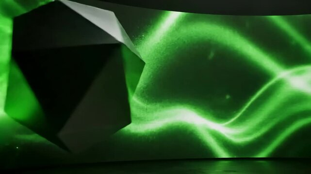 Green Screen led wall scene 3 with distortion, overlay, glitch, static noise, scan lines on black background, 4k animated video loop