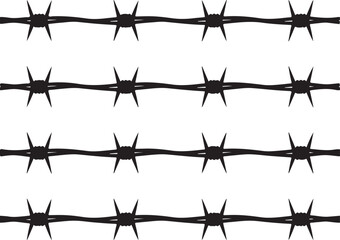 Barbed wire seamless background. Vector fence illustration